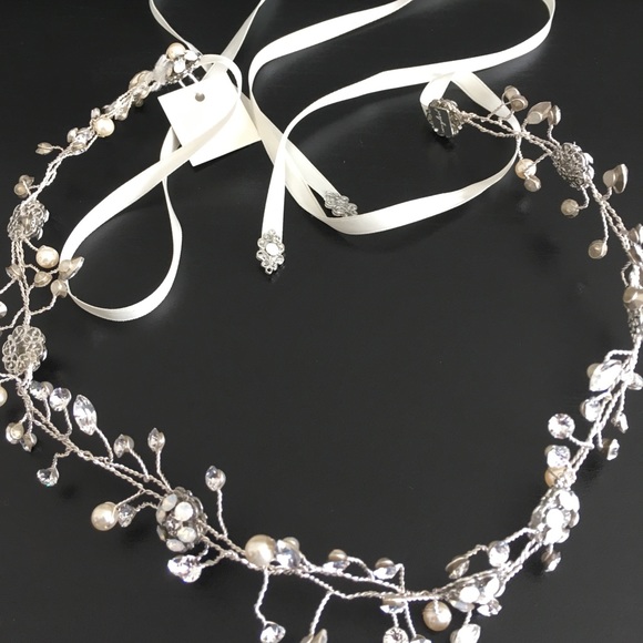Sara Gabriel Accessories - Sara Gabriel crystal pearl Bridal Halo Duet Sash